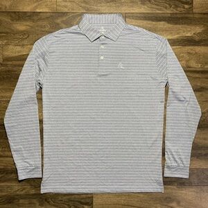 Rhoback Polo Shirt Mens XL Long Sleeve Striped Casual Preppy Stretch Performance